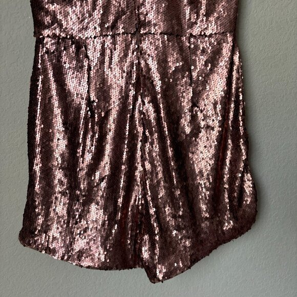 Lulu's Steppin' Out Halter Neck Matte Copper Sequin Romper - Picture 11 of 14
